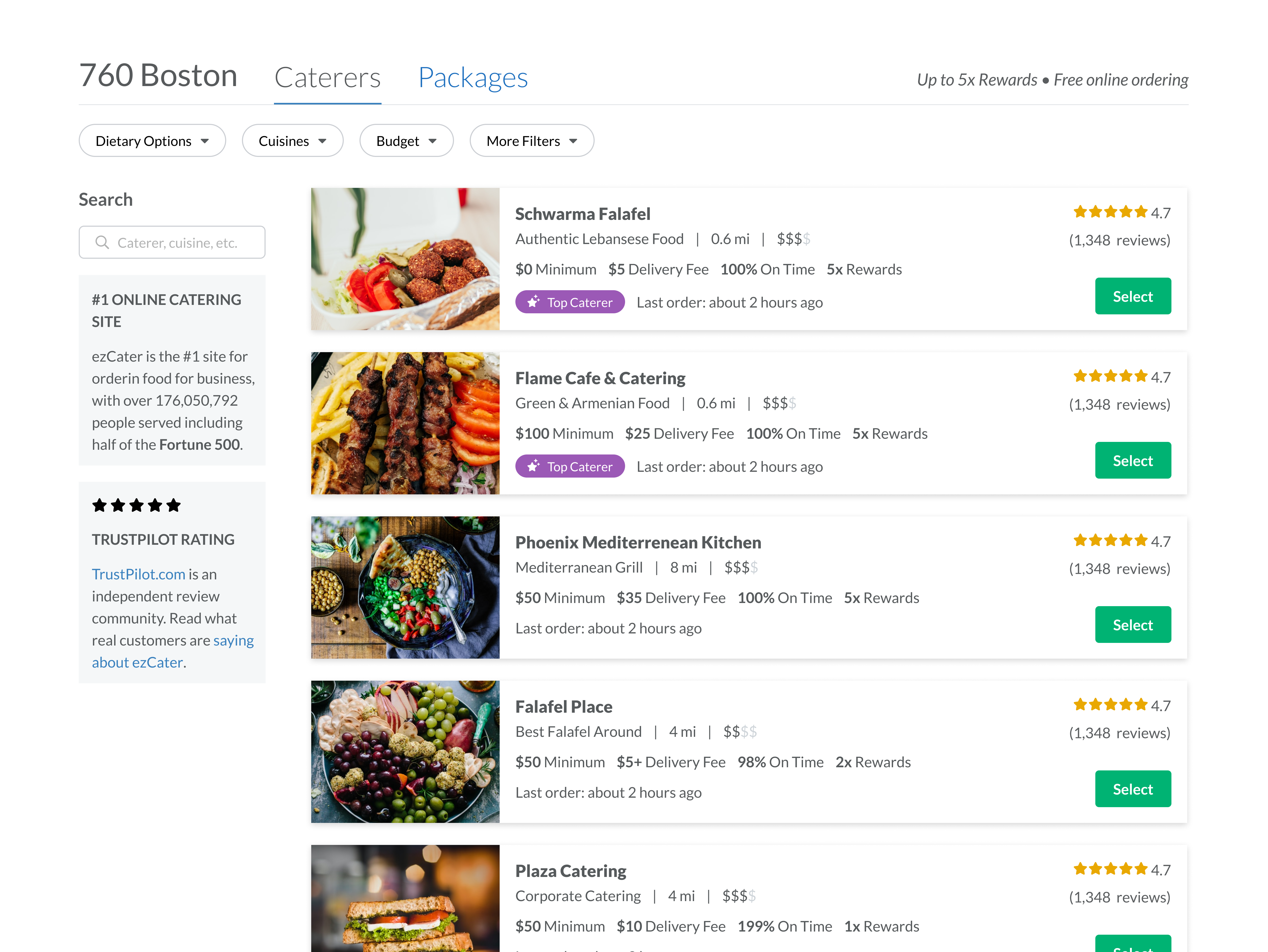 Top Caterers on the marketplace