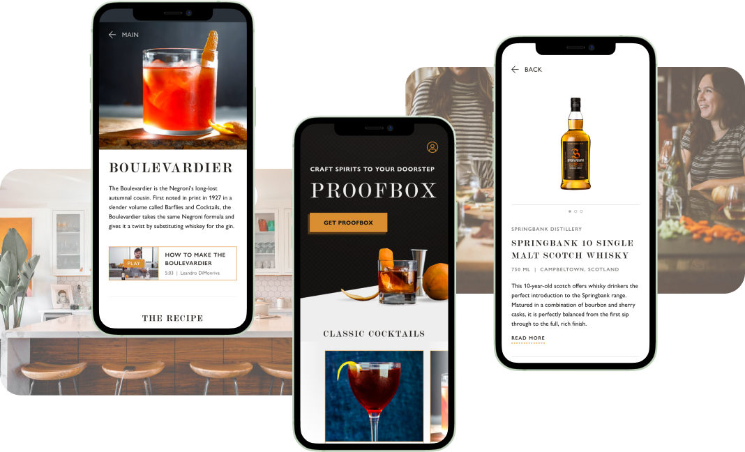 Craft cocktail subscription box companion app